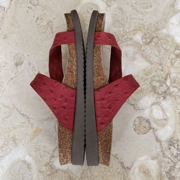 Mephisto Helen Air Relax Ostrich Embossed Red Leather Women’s Sandals - Picture 9 of 16
